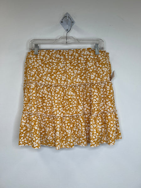 NWT Cleo Mustard Yellow Tiered Floral Mini Skirt (XL)