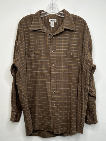 Retro Mark's Plaid Long Sleeve Button Up Shirt (2XL)
