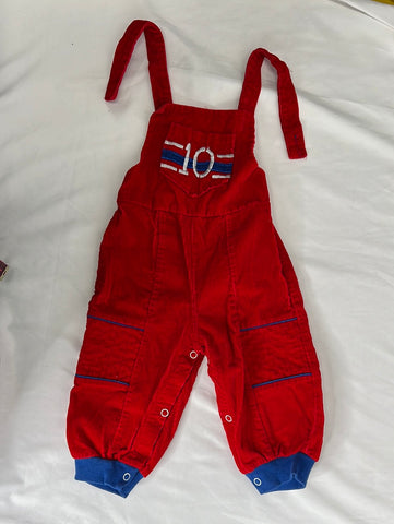 Vintage kids Red Corduroy Long Leg overalls (18M)