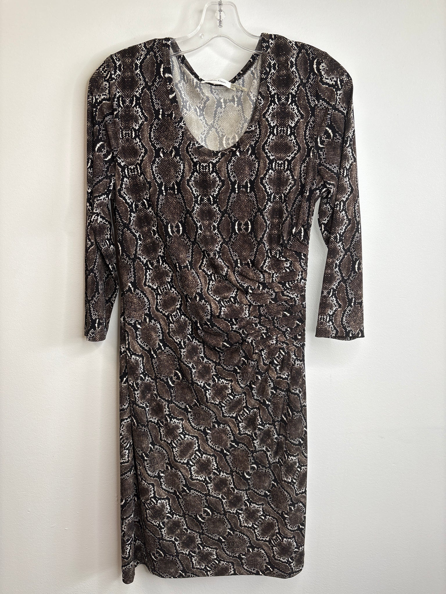 Calvin Klein Snake Print Ruched Side Sheath Dress (10)
