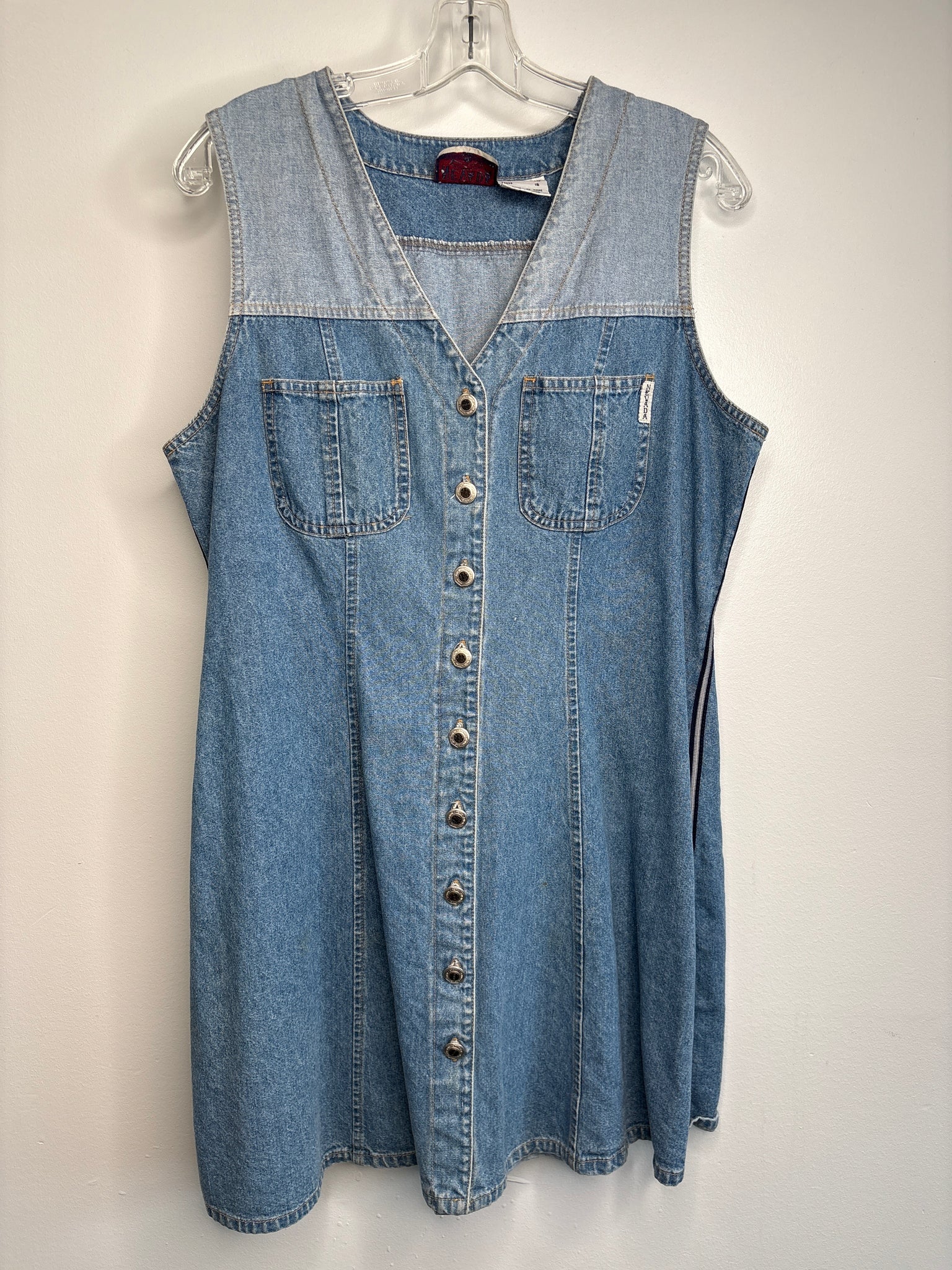 Vintage Nevada Cotton Denim Sleeveless Mini Dress (16)