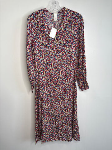 H&M Collared Ditsy Floral Print Long Sleeve Midi Dress (XS)