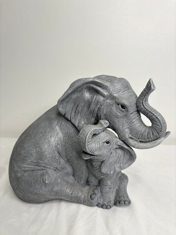 Vintage Large Elephant & Calf Figurine