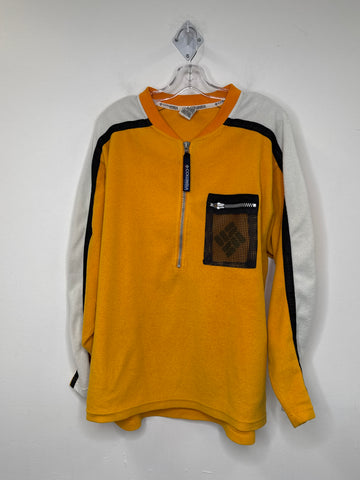 Vintage Columbia Sport Yellow Fleece Half-Zip Fleece Long-Sleeve Crewneck (L)