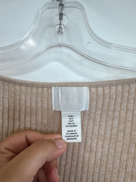 H&M Rib-Knit Knot-Detail Top (S)