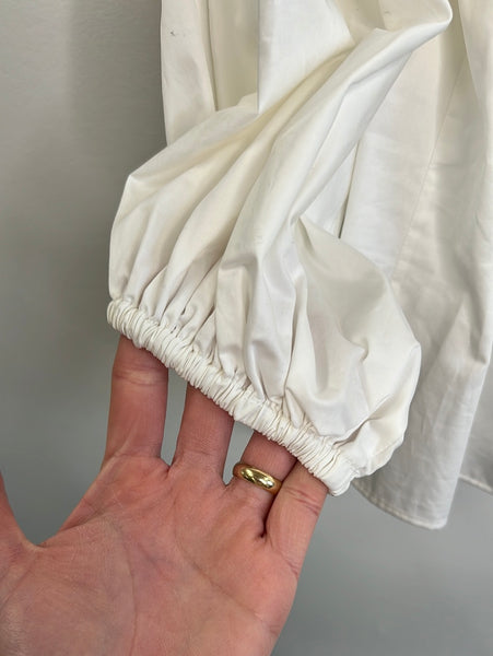 Alexis Shoulder Ruffle Top White Cotton (L)