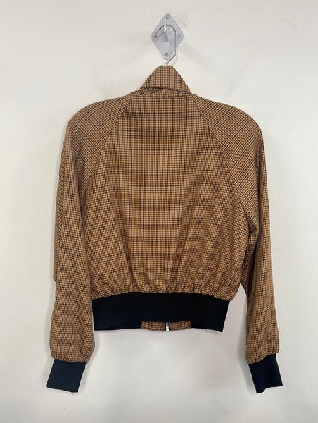 Forever 21 Plaid Tie Neck Cropped Bomber Jacket (M)