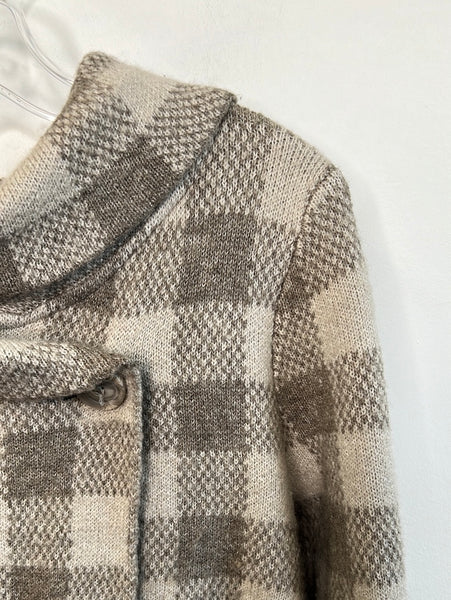 Ellen Tracy Plaid Cropped Sweater Jacket (XL)