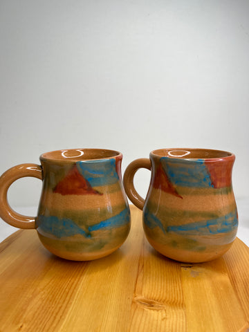 SET OF 2 Orange Ombré Ceramic Mugs