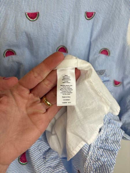 Talbots Watermelon Embroidered Cotton Striped Midi Dress (10)
