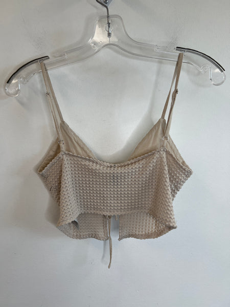 H&M Divided Beige Sleeveless Crop Top With Tie-up Front (S)