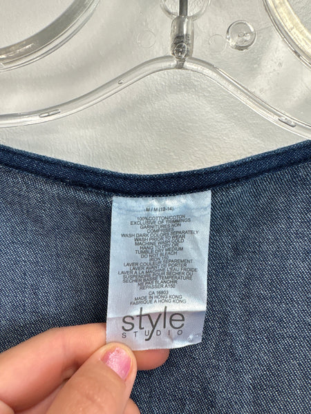 Style Studio Cotton Denim Slit Maxi Dress (M)