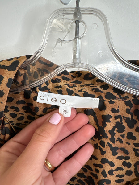 Cleo Animal Print Long Sleeve Blouse (XS)