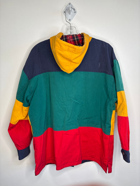 Vintage Laurice ‘90s Colour Block Hooded Cotton Plaid Lining Fireman Toggle Clasp Jacket (M)