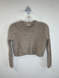 Wilfred Light Grey Alpaca Wool Crop Long-Sleeve Sweater (XS)