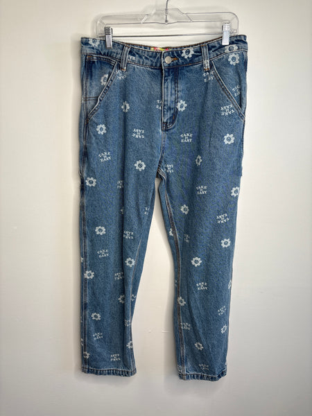 DJAB Floral Take It Easy Print Denim Jean Pant (32)