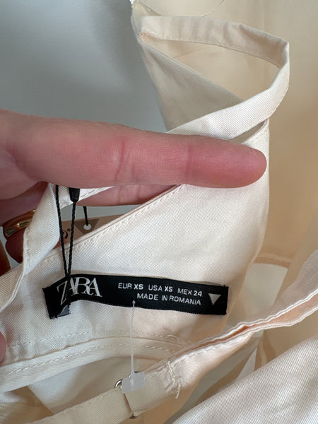 Zara Cream Halter Tie-Neck Romper  (L)