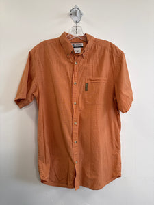 Columbia Orange Cotton Plaid Button-Down Shirt (M)