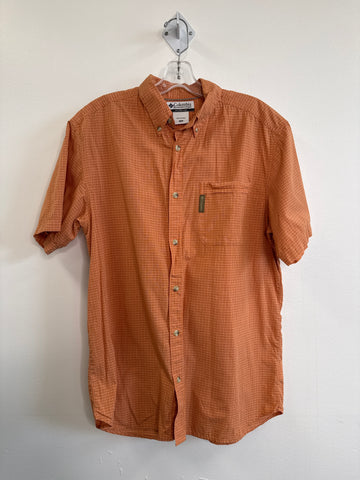 Columbia Orange Cotton Plaid Button-Down Shirt (M)