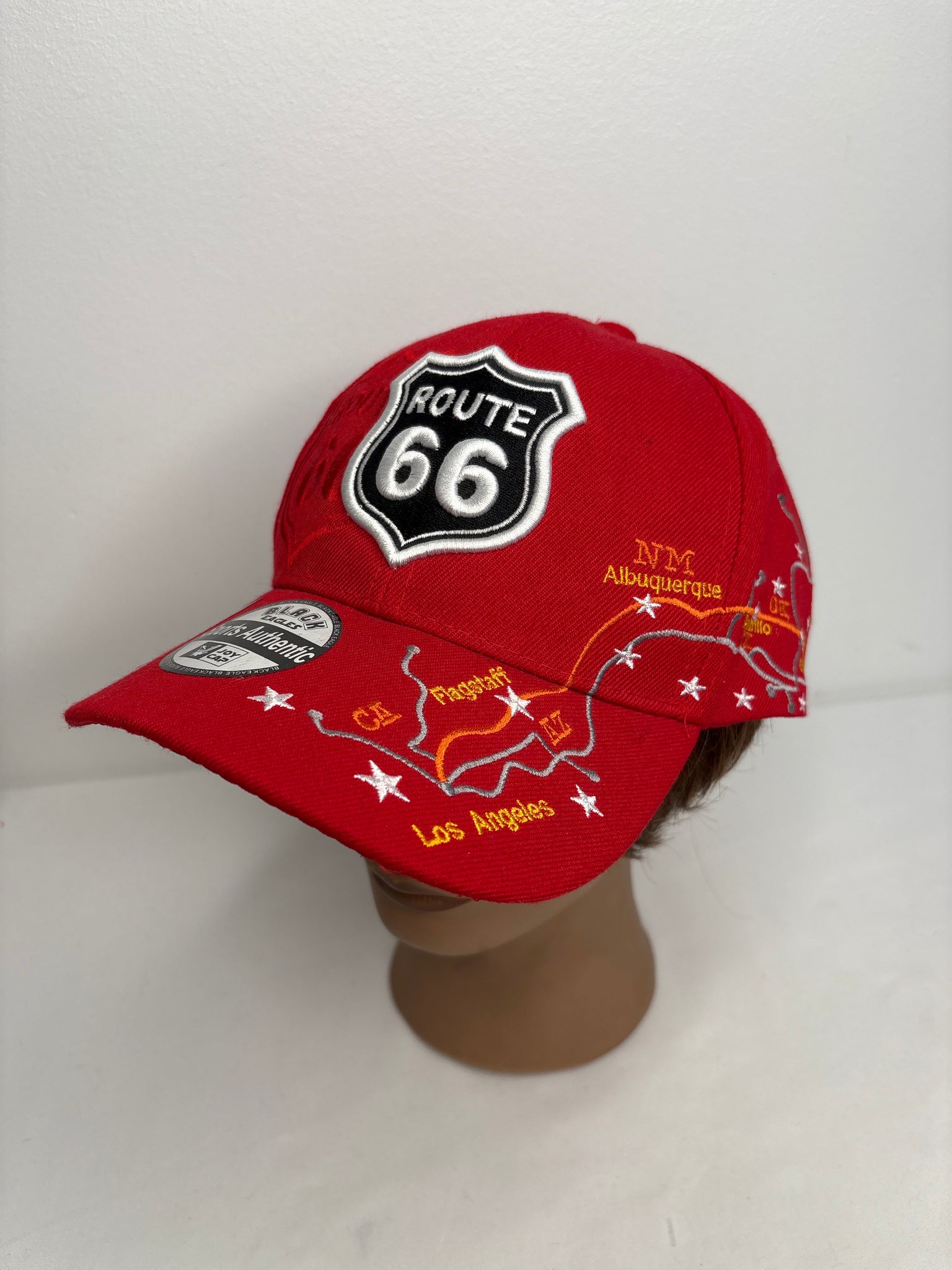 Trendy Apparel Shop Route 66 Map City Names Embroidered Structured Baseball Cap