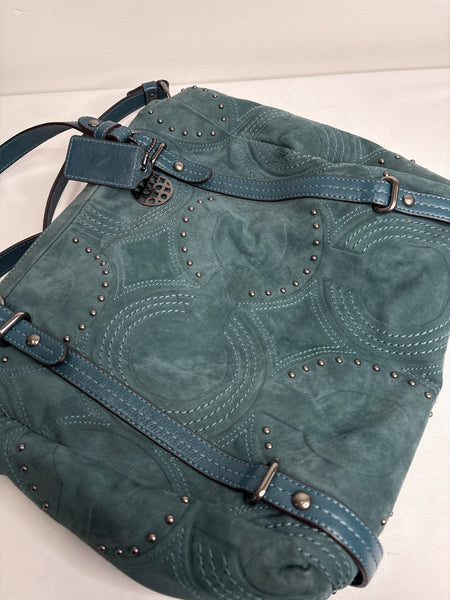 Coach Alexandra Embossed Leather Suede Purse