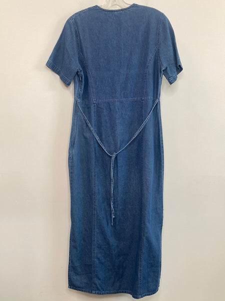 Vintage Penmans Embroidered Tie-Back Maxi Chambray Dress (M)