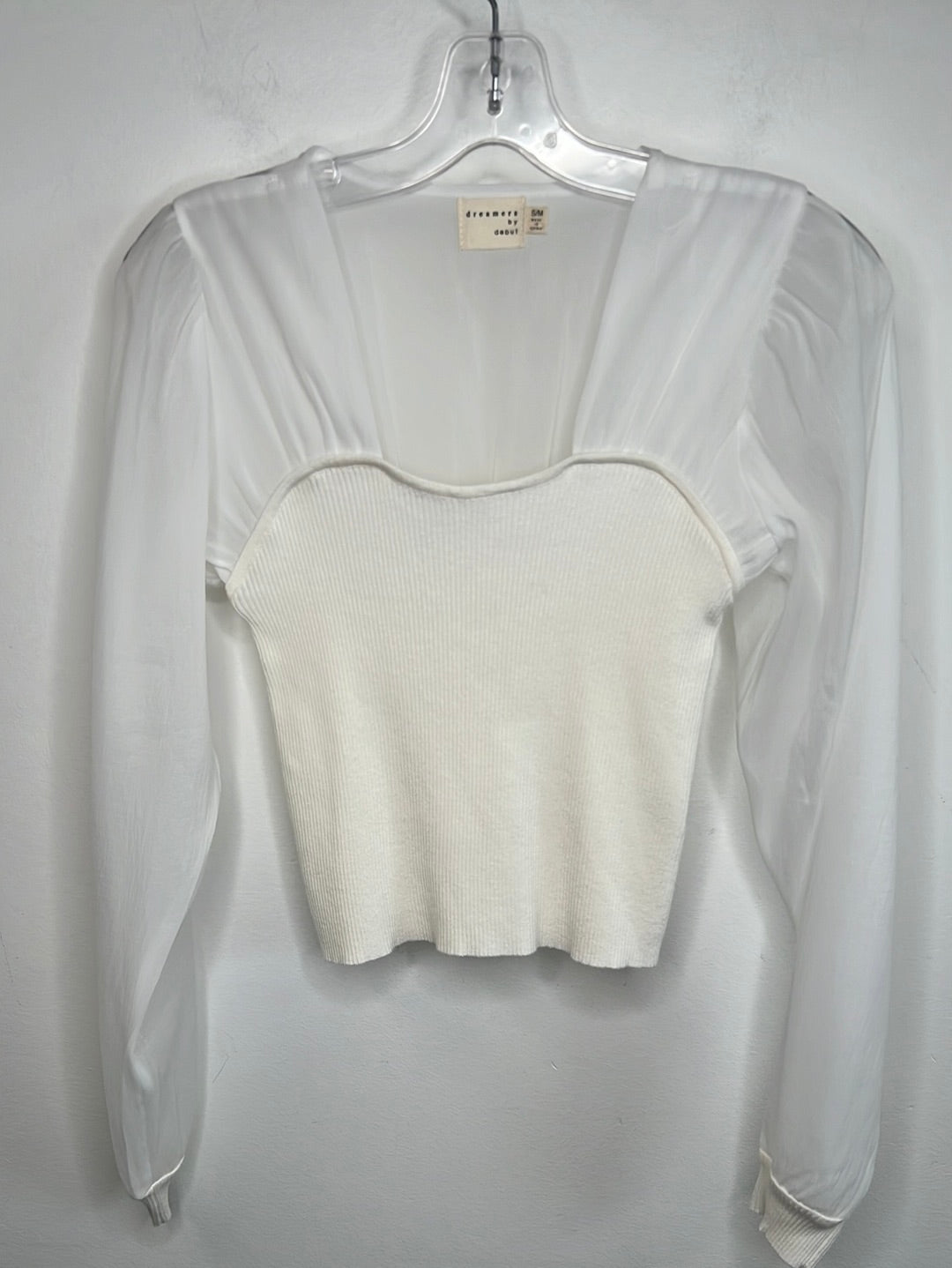 Dreamers By Dobut Long Sheer Sleeves Cropped Top (S/M)