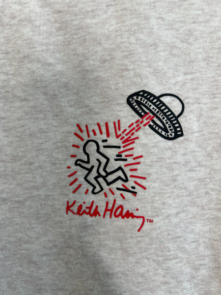 Keith Haring "Art is for Everybody" RUnning Away from Spaceship Print Sweatshirt (XL)