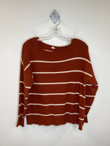 Garage Rusted Orange Stripe Long Sleeve Knitted Sweater (L)