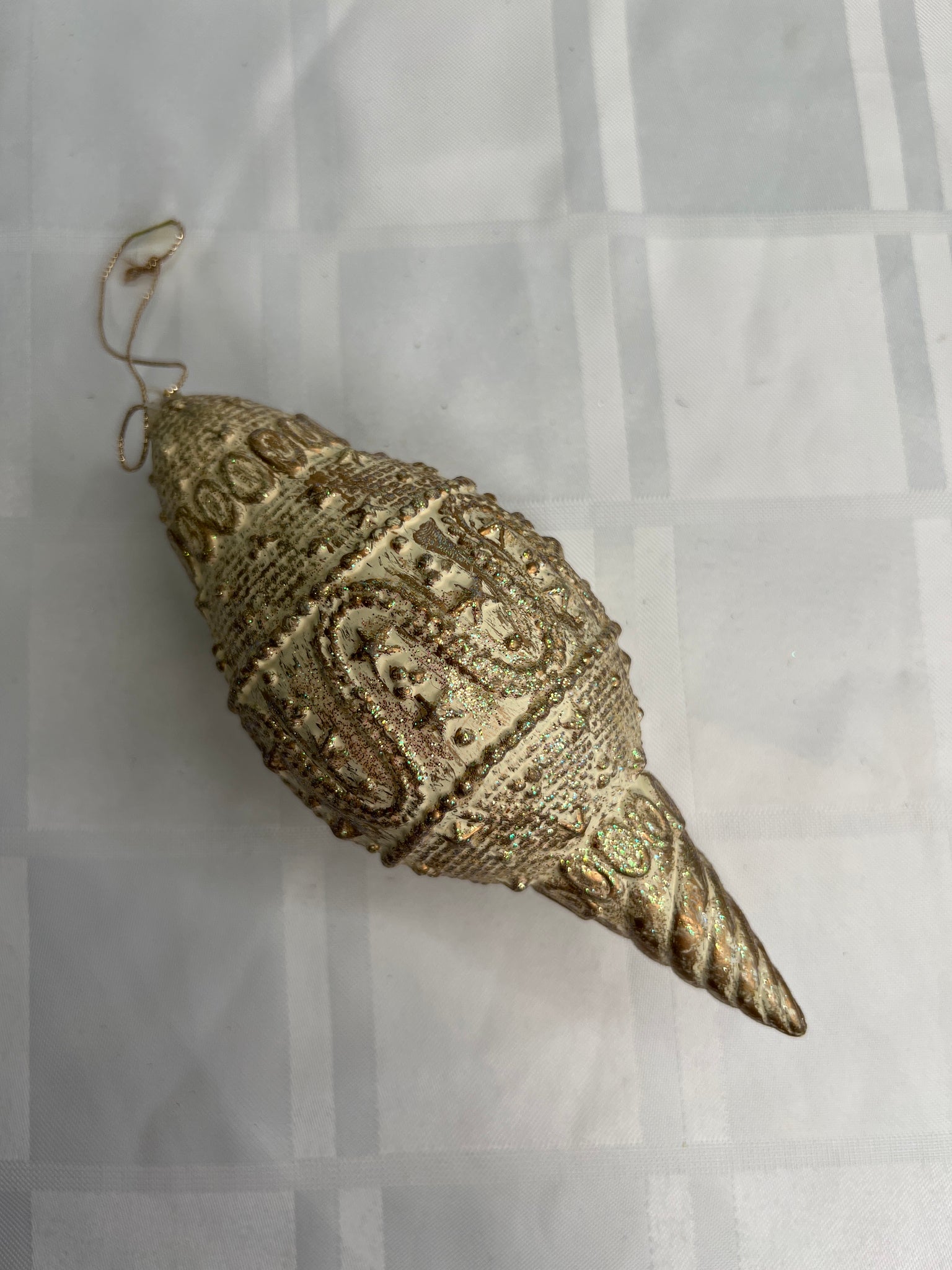 Vintage Gold Sparkle Cone Drop Christmas Ornament