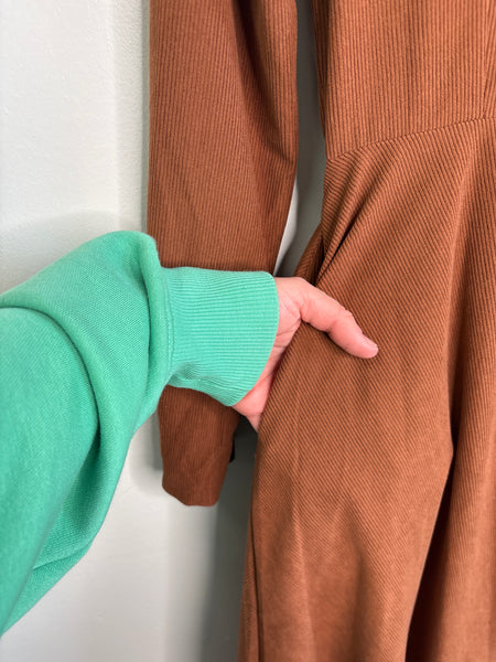 Long Sleeve Corduroy Maxi Dress (L)