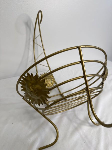 Vintage Mid Century Sun Metal Fruit Basket