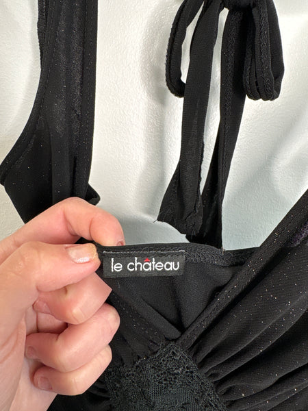 Retro Le Chateau Y2K Sparkle Floral Mesh Top