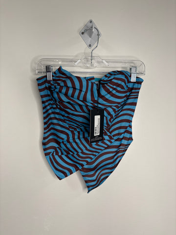 NWT Pretty Little Thing Blue Wave Print Asymmetric Corset Top (2)
