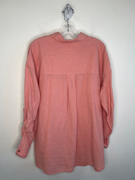 Joe Fresh Salmon Pink Long-Sleeve Button-Up Shirt (L)