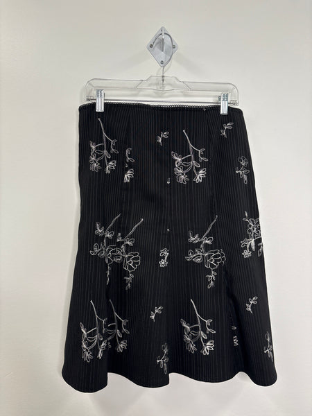 Vintage Digital Clothing Floral Embroidered Striped Skirt