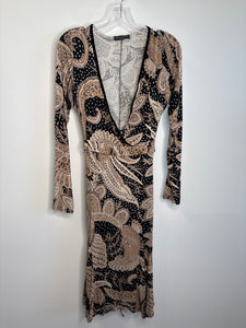 James Lakerland V-Neck Patterned Midi Dress (44)