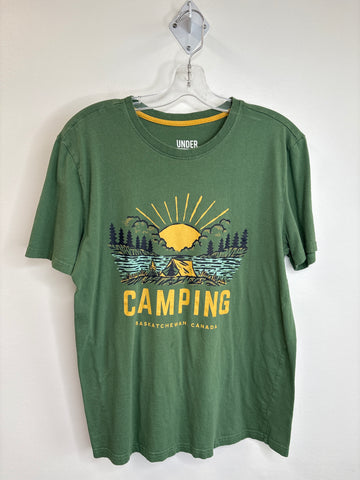 Under Disguise “Camping” Saskatchewan, Canada Cotton-Blend Graphic Tee (L)
