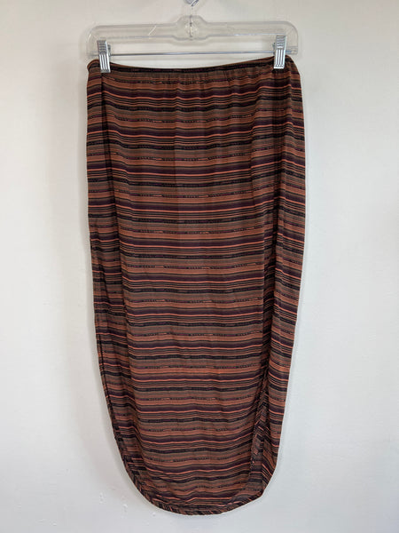 Roots Brown Striped Midi Skirt (XS)