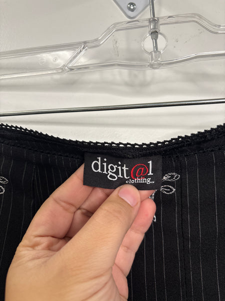 Vintage Digital Clothing Floral Embroidered Striped Skirt