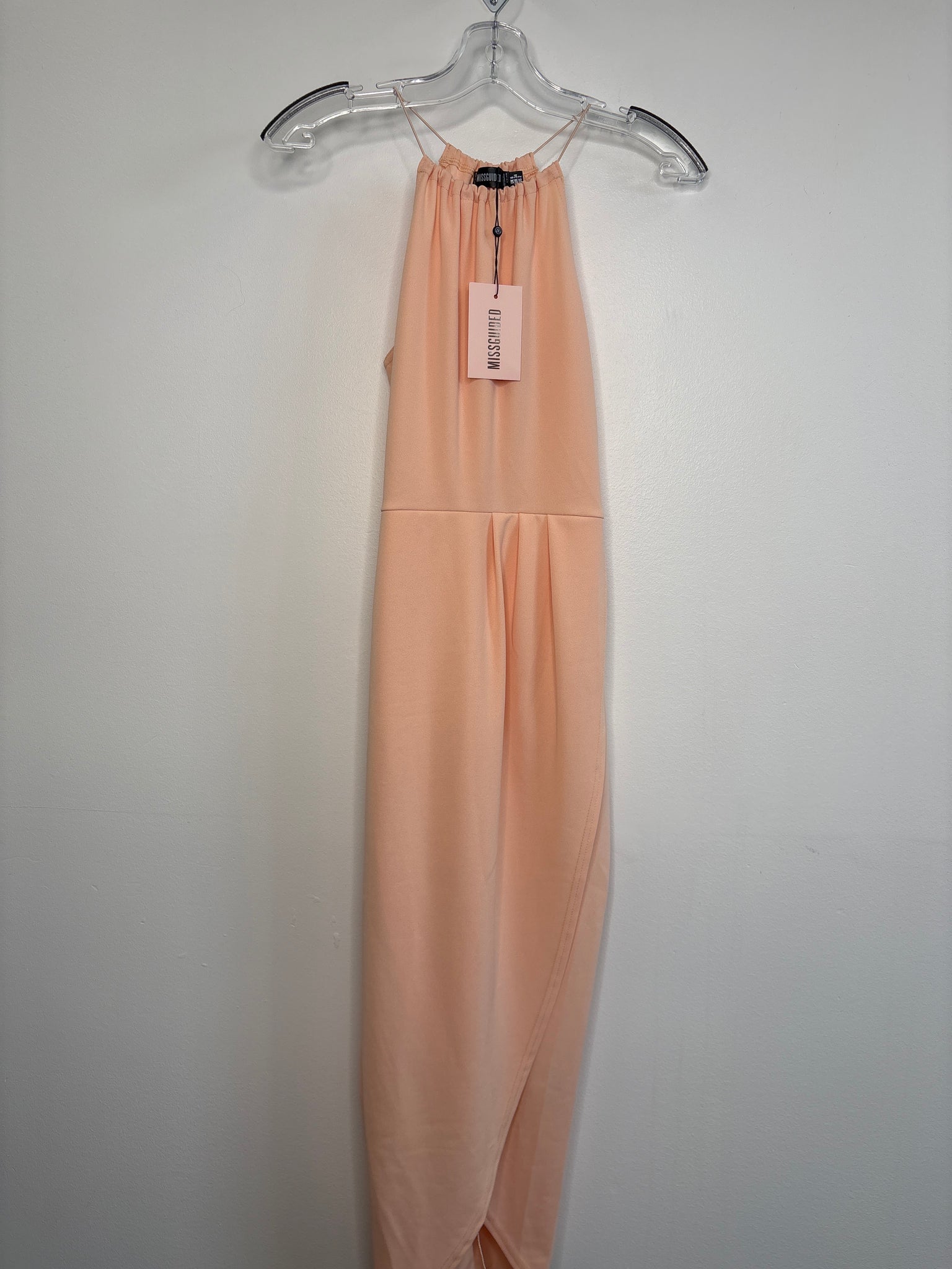 NWT Missguided Peach Halter Wrap Bodycon Midi Dress (US 2)