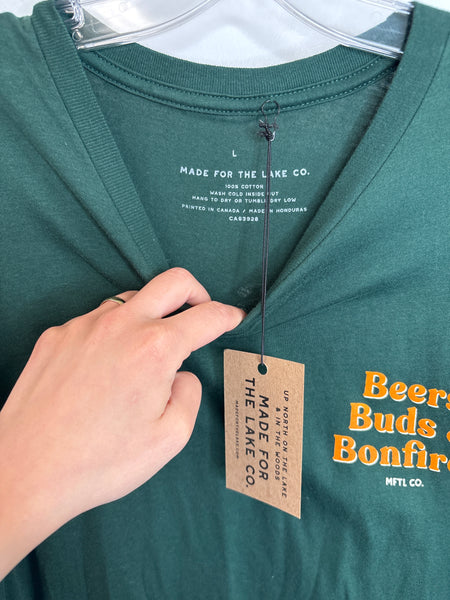 NWT Made for the Lake Co. Beers Buds & Bonfires Cotton Graphic Tee (L)