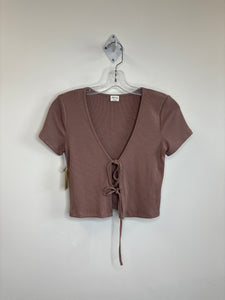 NWT Aritzia Wilfred Free Only Tie Front Cropped Top T-shirt (S)