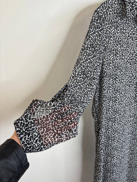 Kersh Leopard Print Sheer Midi Dress (S)