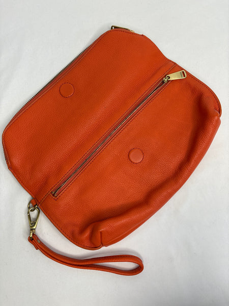 Fossil Orange Cowhide Leather Monarch Foldable Clutch