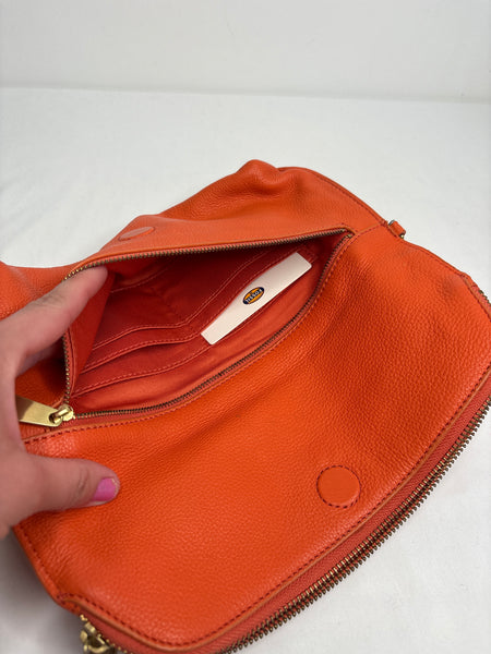 Fossil Orange Cowhide Leather Monarch Foldable Clutch