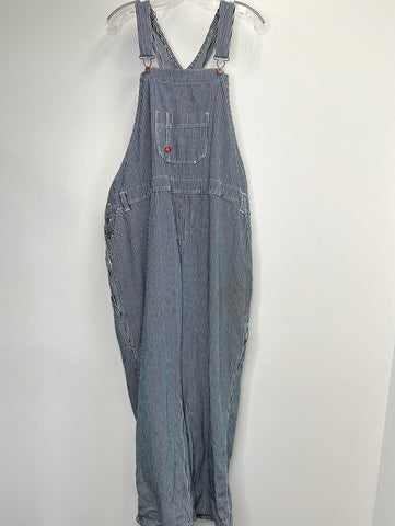 Dickies Navy and White Stripe Overalls (2XL)