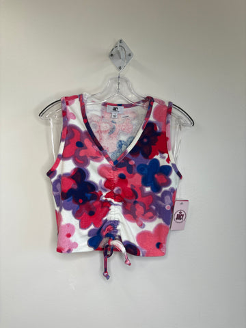 NWT Juicy Couture All Over Floral Middle Cinch Cropped Top (S)