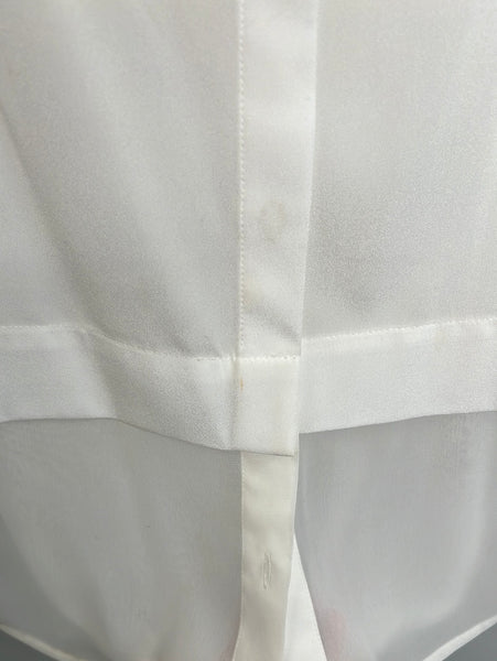 Calvin Klein Lace Long Sleeve Button up White Blouse (M)