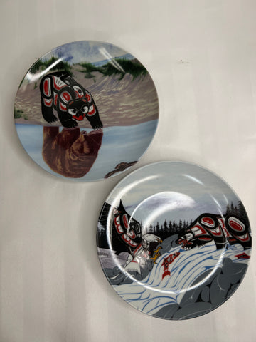 Indigenous Collection Set Of 2 Plates "Reflections" And "Cycle Of Life"